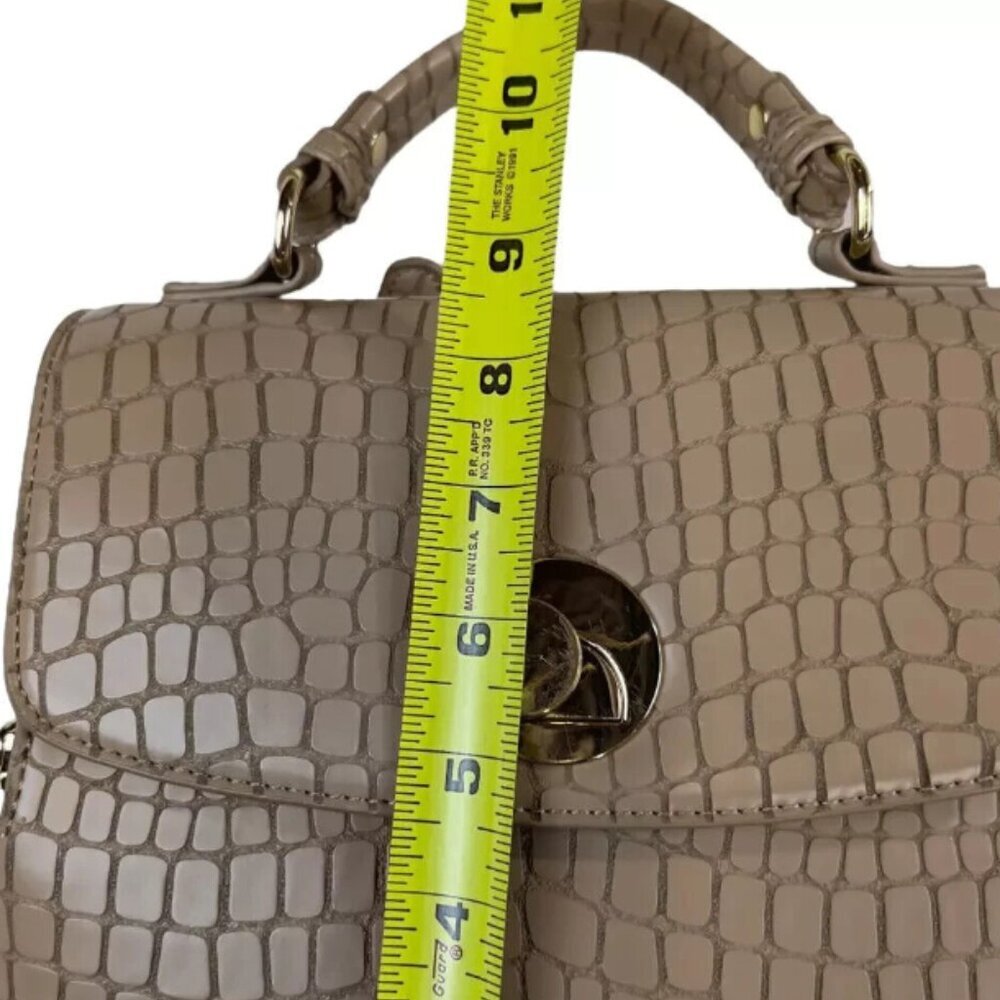 Moda Luxe Layne Backpack Nude Turnlock Embossed Faux Leather Brown Crocodile Bag - Picture 8 of 8